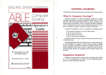 Copy and design, ABLE educational software user guide, Psychological Corporation, 1985 &mdash; my first adventure with computers (and DOS).