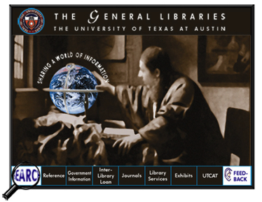 Home page of UT Library&rsquo;s first World Wide Web site, circa 1991.