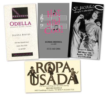 Miscellaneous business card designs for friends and fellow creators.