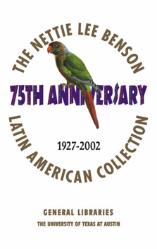 Outdoor banner celebrating the Benson Latin American Collection&rsquo;s 75th anniversary.
